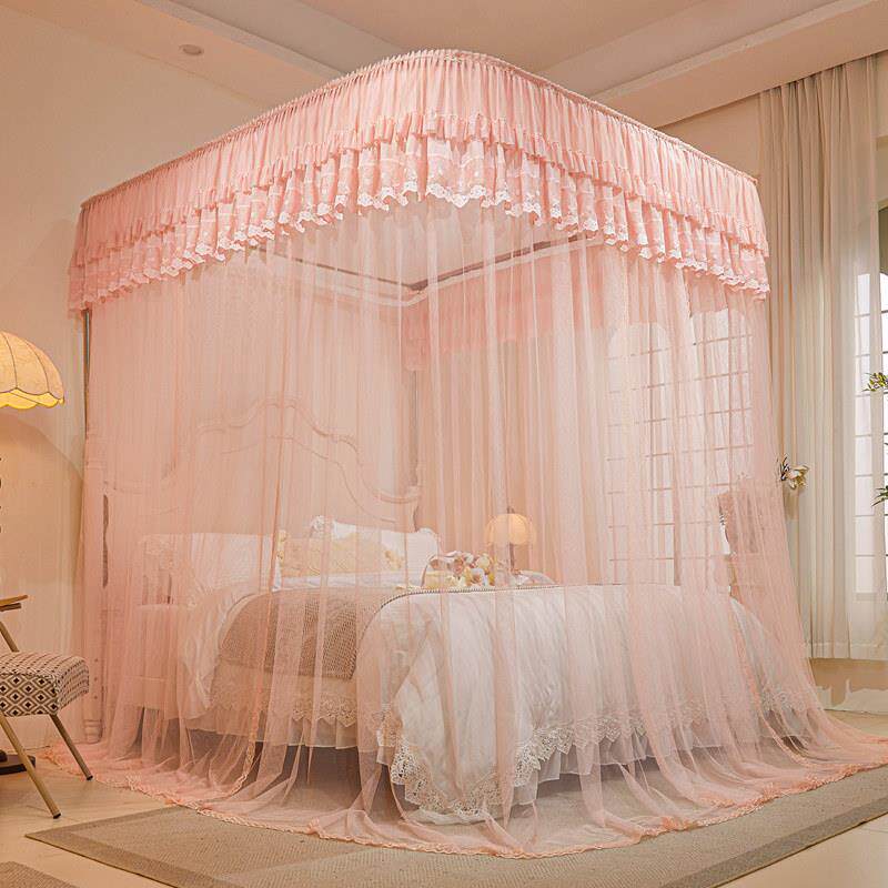 u型导轨蚊帐2025新款家用轨道伸缩落地卧室公主风床幔加粗加厚1.8