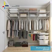 储藏室置物架2.4m可调节嵌入推拉式 金属步入式 衣帽间组合衣架套装