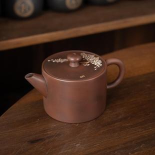 钦州坭兴陶茶壶 原矿紫陶茶具家用单壶 梅花漫山壶 广西纯手工中式