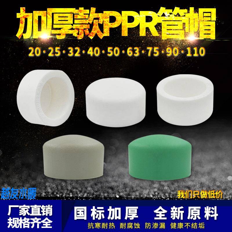 PPR热熔堵帽堵头DN20/25/32/40/63/75ppr管堵4分6分家用水管配件