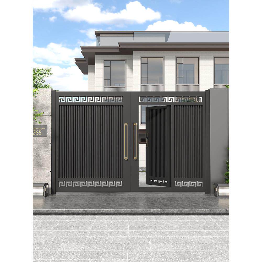 铝合金庭院门别墅大门双开门自建房院门现代简约单双开不锈钢大门