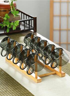 烟灰色玻璃茶杯带把加厚耐高温品茗杯白酒二两杯功夫茶杯茶壶套装