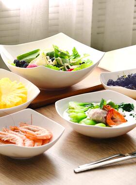 方形纯白网红盘子菜盘家用凉菜盘异形陶瓷方盘骨瓷小碟子白色餐具