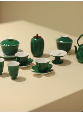 |竹叶绿|传统中国色系列茶具 盖碗 茶壶茶杯整套 绿色