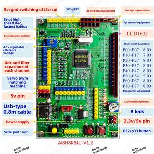 STC8H8K64U开发板/Ai8H8K64U开发板/电子设计竞赛开发板