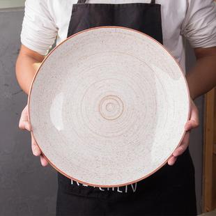 13英寸大号陶瓷圆形披萨盘家用托盘渐变色餐厅摆盘意面盘餐盘 法式