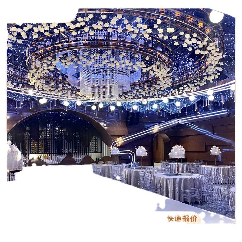 婚宴厅吊顶大型灯光婚礼堂宴会厅浪漫装饰氛围设计改造灯具
