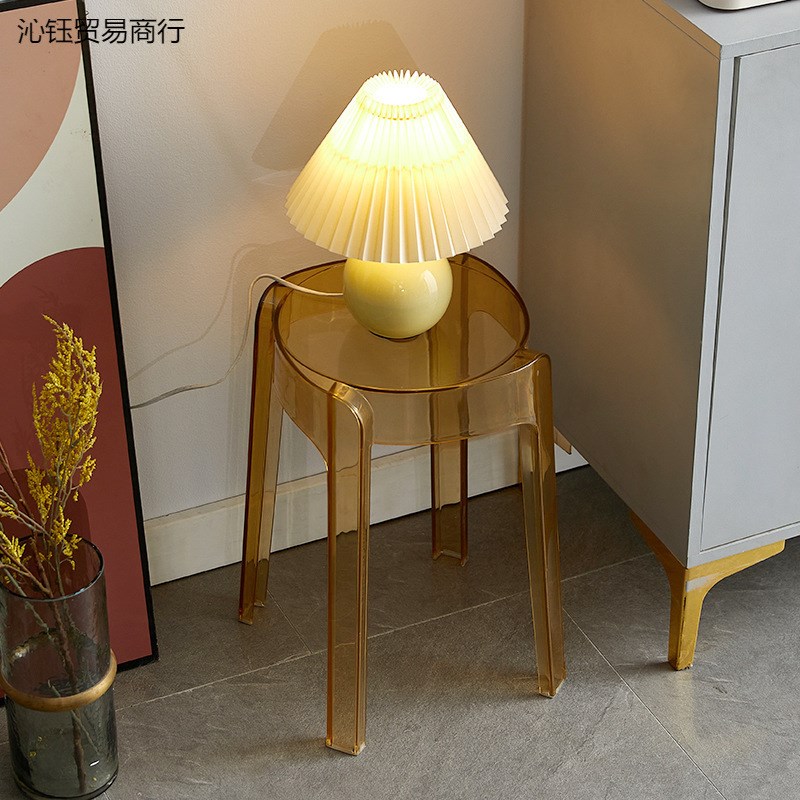 亚克力凳子家用可叠放塑料凳现代简约餐厅加厚透明高板凳