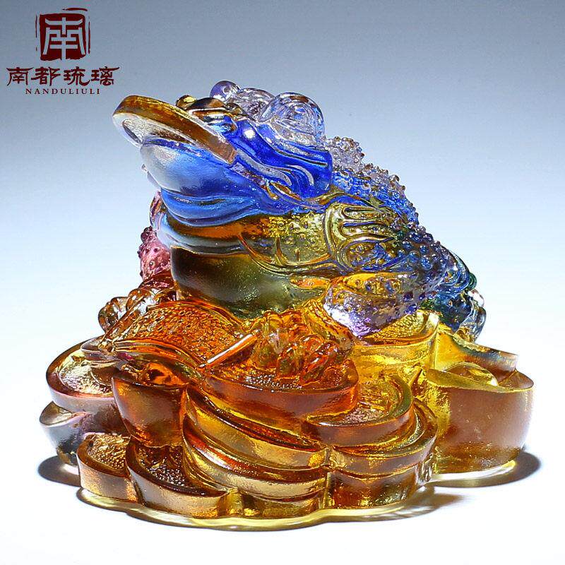 琉璃复古金蟾招财摆件旺财金蝉三足蟾蜍店铺招财公司开业礼品摆件