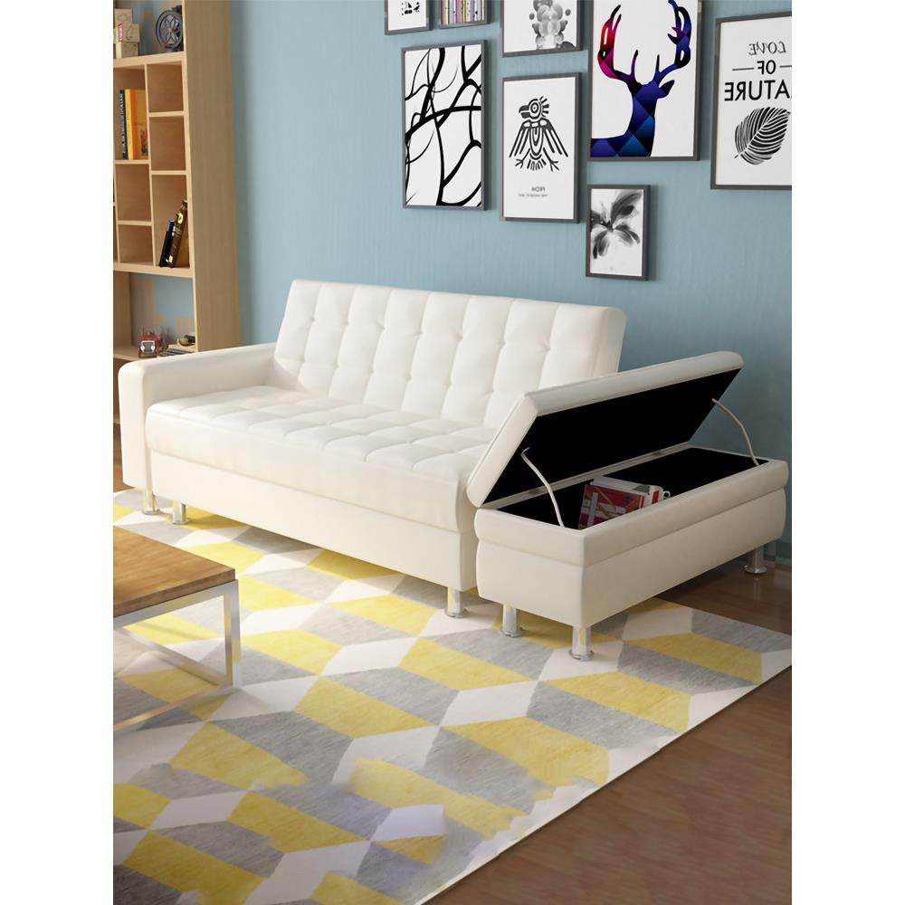 香港包邮小户型皮艺带储物沙发多功能双人折叠客厅书房两用梳化床