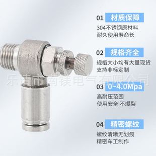 304不锈钢快速接头调速开关SL6M5配件4 04调节阀节流阀 0210 0312