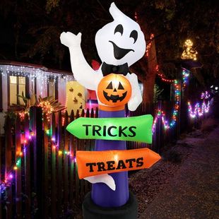 饰节庆派对场景带灯服饰现货 万圣节路牌精灵户外庭院装