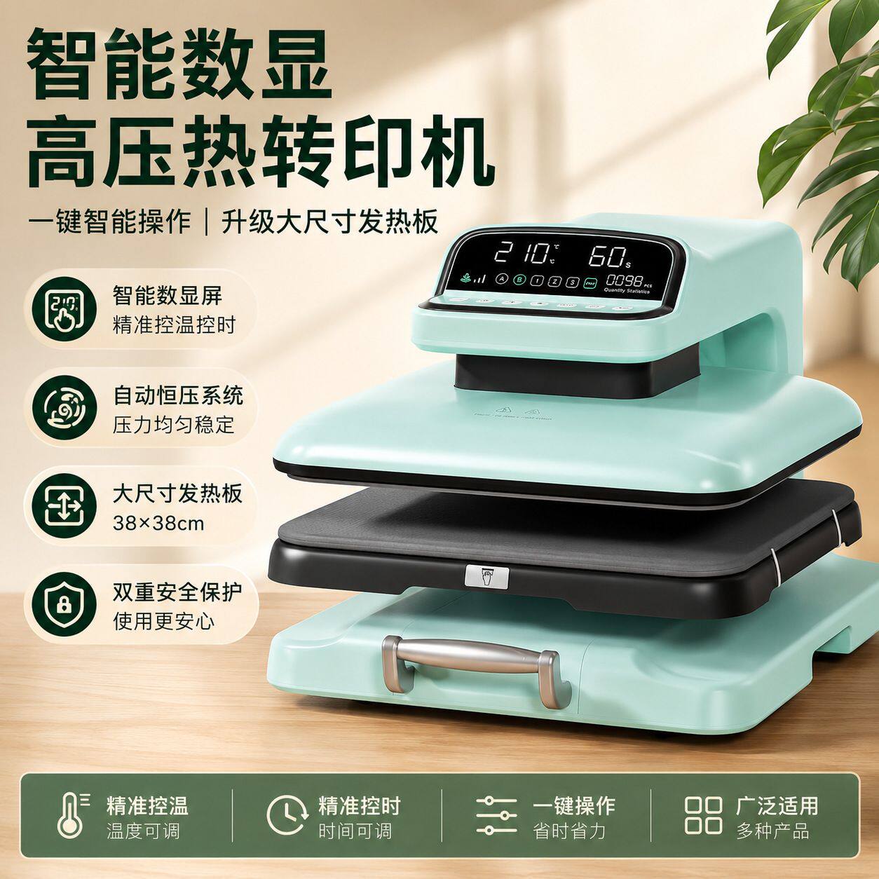 桌面热升华机拼豆照片手机壳马克杯T恤定制自动开合烫印机