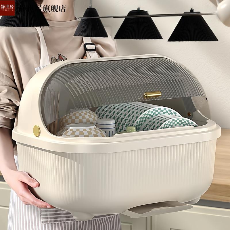 碗筷收纳盒透明加厚带盖子碗盘