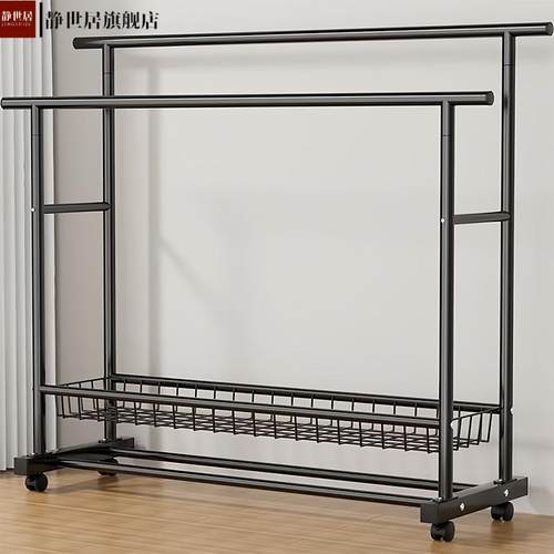 伸缩单双杆落地衣架卧室家用简约