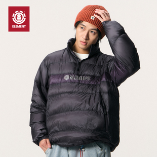 美国ELEMENT滑板排骨羽绒服男复古立领轻薄90白鸭绒加厚外套潮