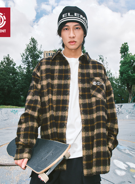 美国ELEMENT滑板长袖衬衫男宽松复古格纹磨毛老钱风情侣外套女潮
