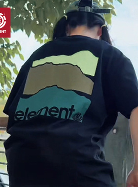 美国ELEMENT滑板街风短袖男女T恤美式复古纯棉重磅夏印花圆领休闲