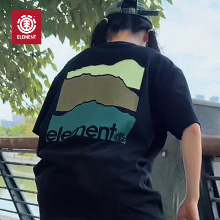 美国ELEMENT滑板街风短袖男女T恤美式复古纯棉重磅夏印花圆领休闲