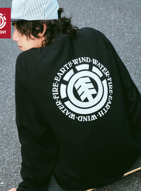 美国ELEMENT滑板长袖T恤男宽松黑色街头logo印花华夫格插肩上衣女