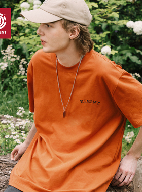 美国ELEMENT滑板短袖T恤男橙色宽松美式印花7A抑菌速干重磅半袖女