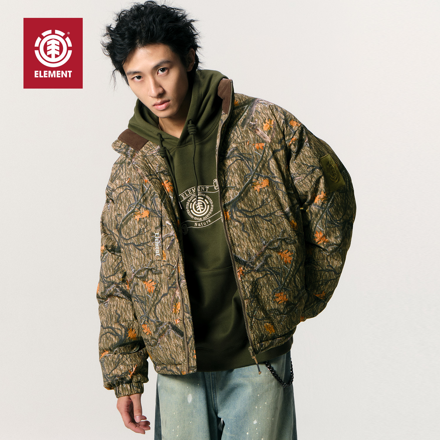 美国ELEMENT滑板立领棉服