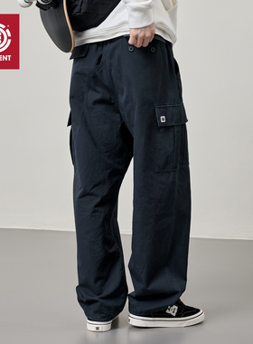 美国ELEMENT滑板休闲裤男春季深蓝宽松复古街头风直筒百搭工装裤