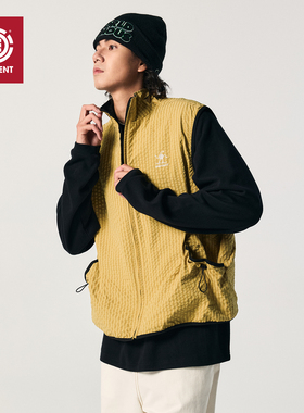 美国ELEMENT滑板马甲男宽松潮流格纹立领双面穿户外休闲百搭外套