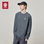 美国ELEMENT滑板长袖 T恤男户外运动蓝灰色华夫格印花抑菌凉感上衣