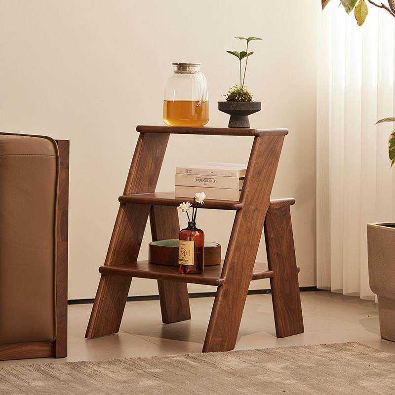北美黑胡桃木梯凳家用梯折叠人字实木梯椅凳子登高小梯子置物架,住宅家具,梯凳,淘宝优惠券,粉丝福利购,淘宝优惠卷