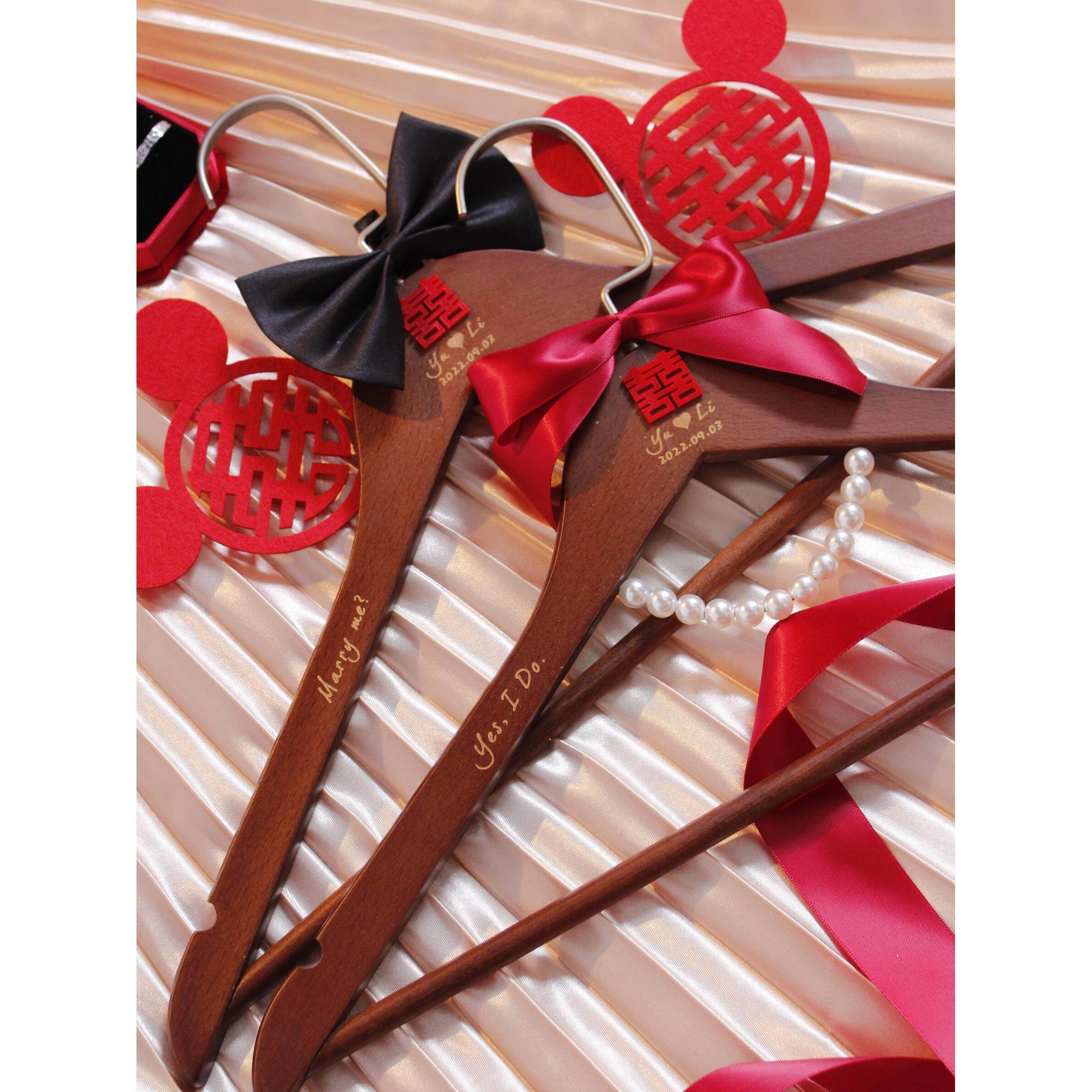 婚礼衣架diy定制结婚新娘秀禾中式新郎礼服logo 创意个性实木衣撑,收纳整理,木质衣架,淘宝优惠券,粉丝福利购,淘宝优惠卷