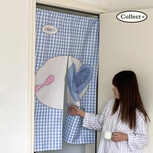 棉麻混纺门帘半遮帘厨房卧室洗手间隔断帘家用免打孔 艺术收藏夹