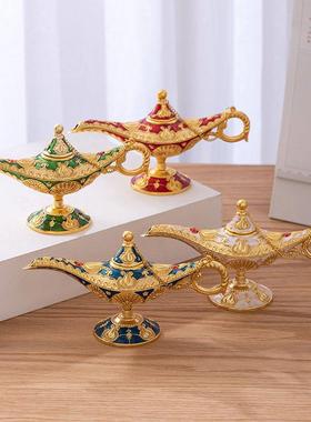 欧式创意阿拉丁神灯金色装饰摆件民族特色拍照装饰道具