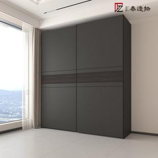 实木推拉门衣柜款 现代简约新款 家用卧室小户型组合滑门大衣橱定制