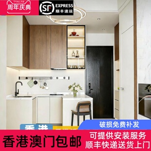 香港全屋定制家俬公屋公寓开放式厨房整体整体橱柜地柜吊柜石英石
