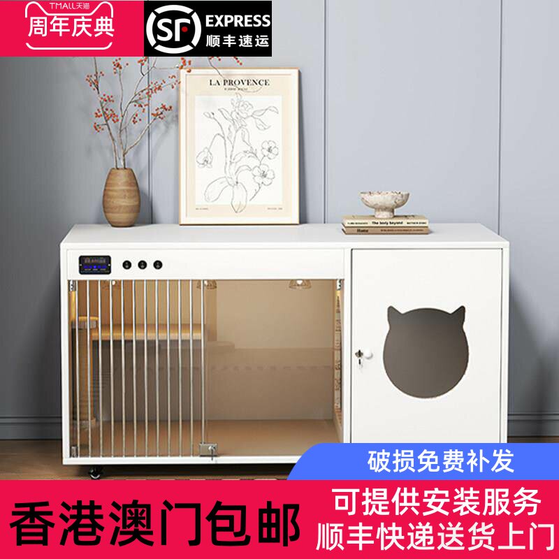 香港包邮实木猫笼子豪华别墅家用室内超大猫舍恒温木质猫产房猫窝