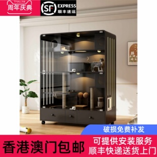 香港包邮猫别墅实木家用室内猫窝智能猫砂盆带厕所一体猫柜豪华猫