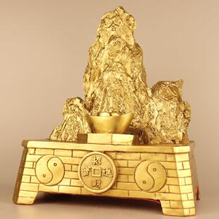 精工纯铜金山银山大号铜泰山招财进宝黄铜靠山招贵人事业有成摆件