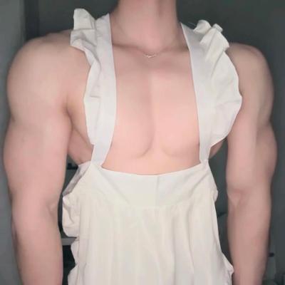 男生露胸围裙体育生1S0M男仆裙健身舞蹈网红cos酒吧男模制服诱惑