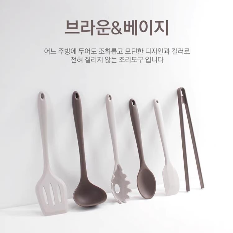 韩国硅胶锅铲多功能烹饪不粘锅专用耐高温炒菜漏勺收纳架七件套
