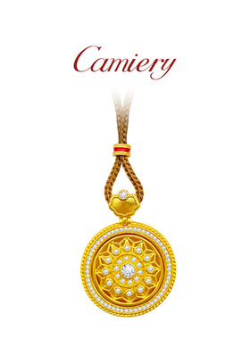 CAMIERY【转运爆款】如意花窗罗盘项链镀24K金保色招财保平安福禄