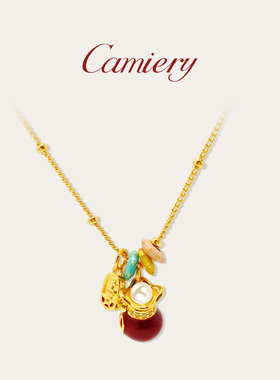 红色滴釉钱袋项链女款红色项链