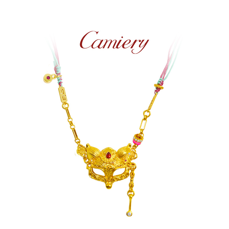 灵狐面具吊坠项链原创设计感小众