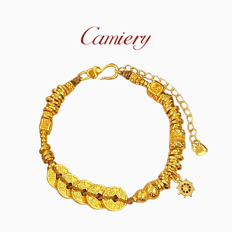 CAMIERY【新店福利】24K真金镀金 铜钱盘缠手链 气质百搭宝财保色