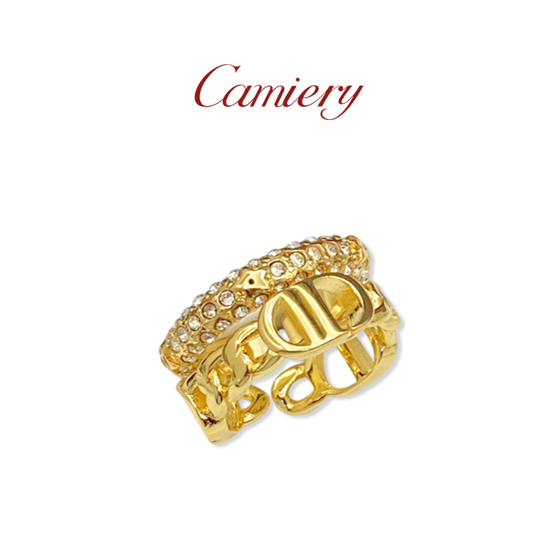 简约小众ins风 CD叠戴戒指女款戒指轻奢精致高级感 镀24k保色