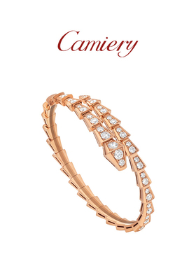 CAMIERY蛇骨形手镯女轻奢小众精致高级感开口叠戴18k金贵妃手链