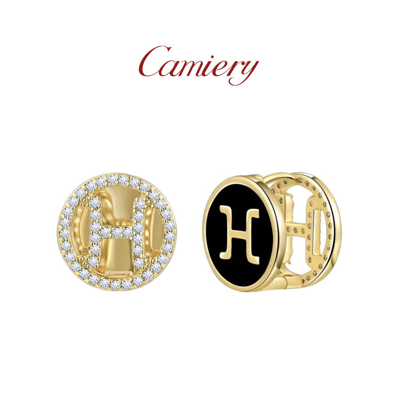 CAMIERY 明星同款 时尚经典H耳钉日常精致百搭高级感轻奢小众耳钉