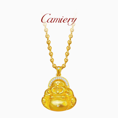 CAMIERY【福运开怀】笑口常开大肚佛公项链镀24K金招财纳福保平安