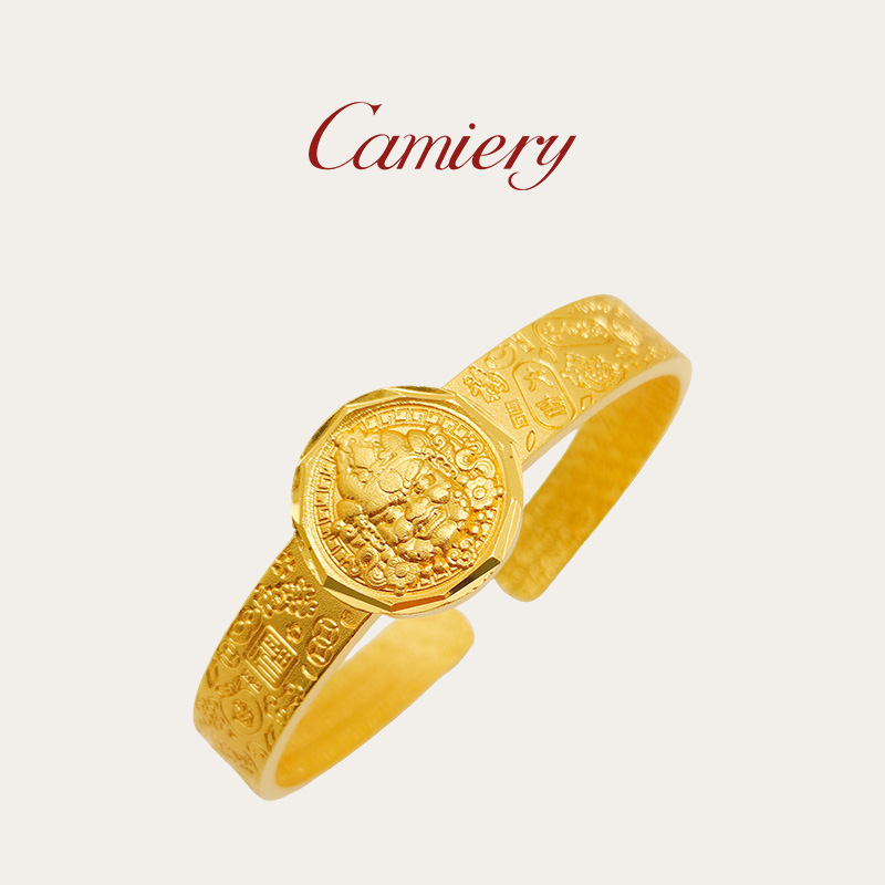 黄财神圆牌吉言手镯轻奢小众精致