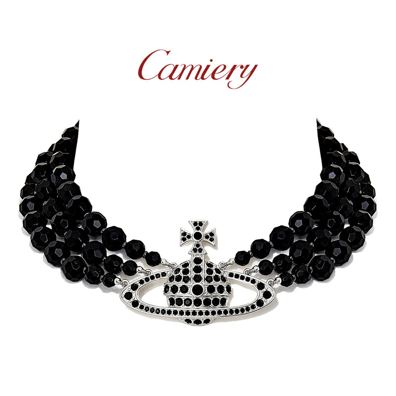 西太后土星三层叠黑玛瑙项链女款